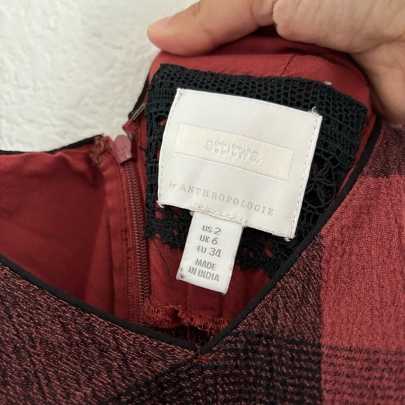 Ett:twa Anthropologie Women's Size 2 Black/Red Plaid Wide Leg Romper - Picture 3 of 7